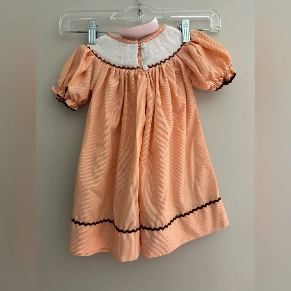 Orange Smocked Dress with Embroidered Details size 9M